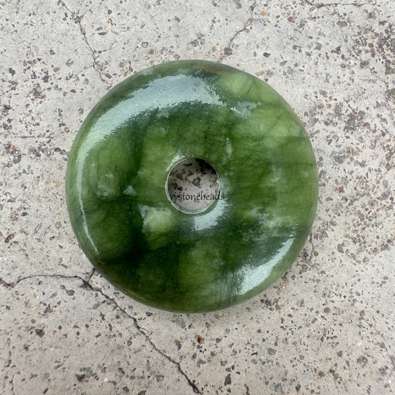 Collana Con Perline Grosse In Pietra Di Giada Verde Scuro Rotonda - Foto 7