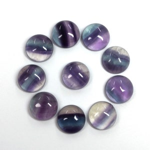 10pcs Natural Rainbow Fluorite Round Gemstone Flatback CAB Cabochon 6mm 8mm 10mm 12mm 14mm 16mm 18mm