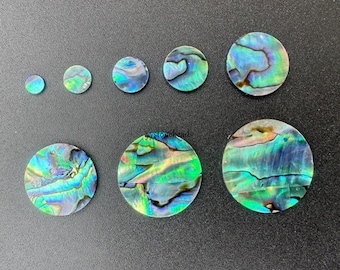 Cabujones planos de concha de abulón natural: piedras preciosas redondas para joyería (4-20 mm)
