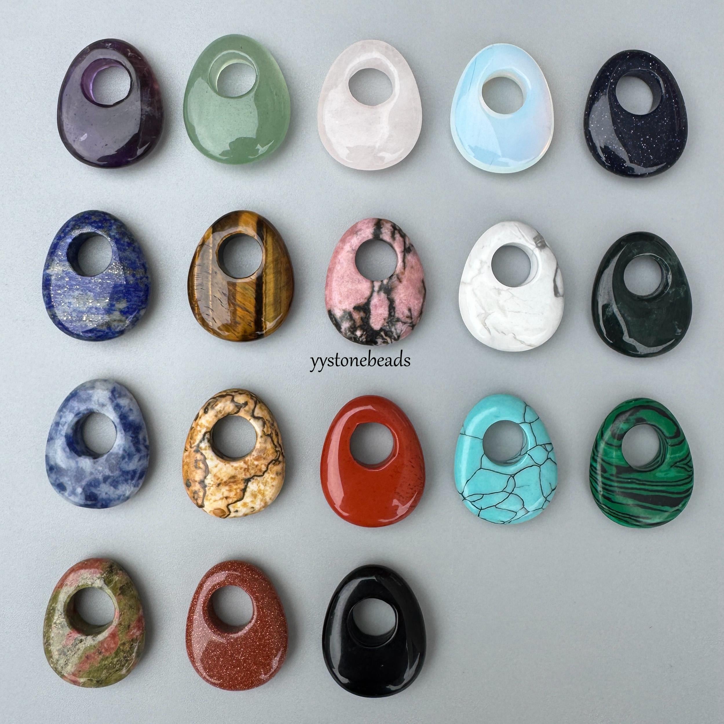 25x20mm 10pcs Mixed Lot Gemstone Donut Pendant Chakra Crystal Side Hole Beads