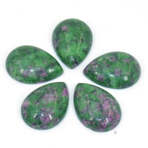 Dyed Ruby Zoisite Gemstone Teardrop flatback Cabochons - 10pcs