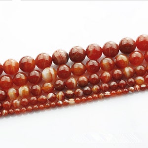 Red banded agate round Ball loose gemstone beads strand 16'' 4mm 6mm 8mm 10mm 12mm 14mm image 1