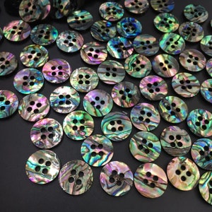 15mm / 19mm Natural Abalone Shell Double Flat Round Button Coin gemstone