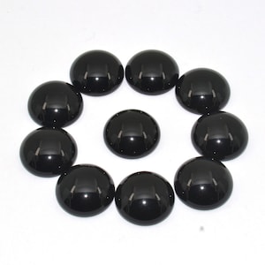 Black Agate Cabochons: Round Flatback Gemstone, 6-25mm (10 pcs)