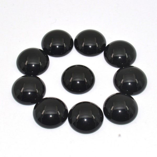 10 pcs Natural Black agate round flatback gemstone cab cabochon 6mm 8mm 10mm 12mm 14mm 16mm 18mm 20mm 25mm