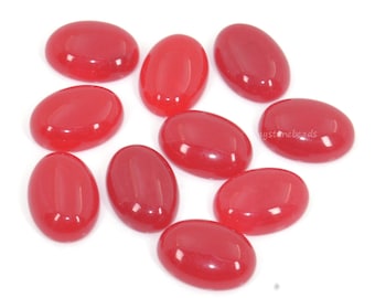 10pcs 18mm Dyed red jade Oval flatback gemstone CAB cabochon