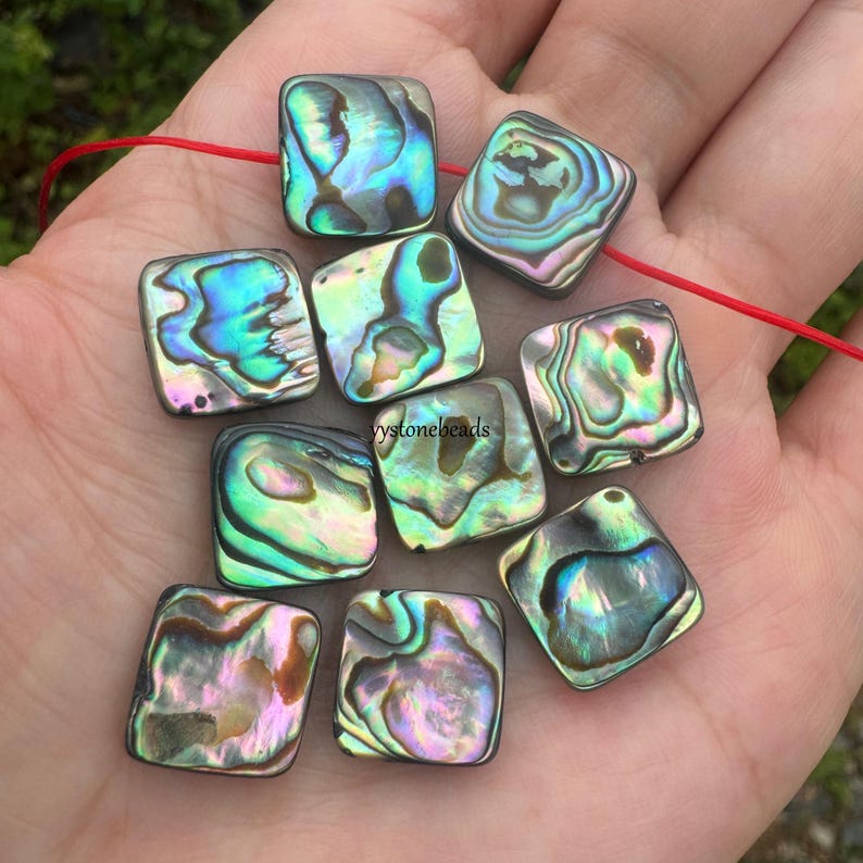Natural Paua Abalone Shell Beads: Flat Coin, Heart, Star - 10pcs - Etsy