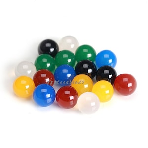 50pcs Undrilled Agate Sphere Stones: Red, Yellow, Blue, Black, White, Green (4-14mm)