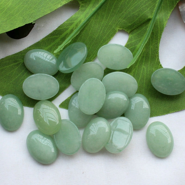 10 pièces cabochon CAB de pierres précieuses ovales à dos plat en aventurine verte naturelle 8 mm 10 mm 14 mm 16 mm 18 mm 20 mm 25 mm 30 mm 40 mm