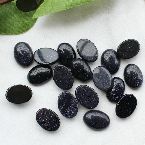 10pcs Synthetic Blue sandstone goldstone Oval flatback gemstone CAB cabochon 8mm 10mm 14mm 16mm 18mm 20mm 25mm 30mm