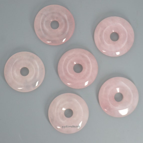 30mm Natural Rose Quartz Donut Focal Pendant Bead Etsy