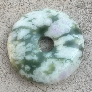 30mm Natural Peace Jade Donut Focal Gemstone Pendant Beads