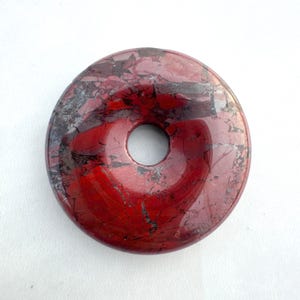 30mm Natural Red flame jasper gemstone donut focal pendant beads for jewelry making DIY crystal 1pc / 3pcs / 5pcs / 10pcs