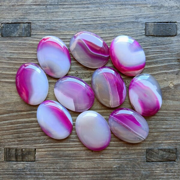 40mm Rose Banded Agate Oval Cabochon CAB Flatback Semi-precious Gemstone