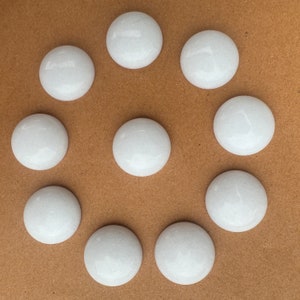 10pcs Natural White Jade Cabochons: Round Flatback Gemstone (6-25mm)