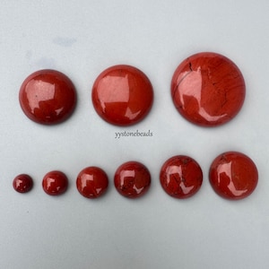 10pcs Natural Red Flame Jasper Cabochons: Round Flatback Gemstone (6-25mm