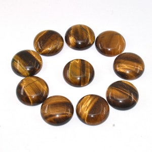 10pcs Natural Golden tiger eye round flatback gemstone cab cabochon 6mm 8mm 10mm 12mm 14mm 16mm 18mm 20mm 25mm