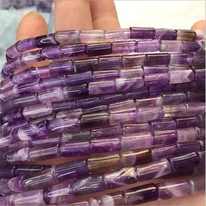 8X4mm Natural African Amethyst Tube Cylinder Gemstone Loose Beads Strand 16&#39;&#39;