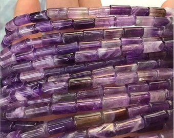 8X4mm Natural African Amethyst Tube Cylinder Gemstone Loose Beads Strand 16''