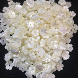 8mm 50pcs Natural Carved White Mother Of Pearl MOP shell flower gemstone loose beads