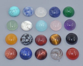 8 mm * Lot mixte * 12 pcs pierres précieuses cristal rond cabochon cabochon améthyste quartz rose aventurine oeil de tigre agate lapis sodalite jaspe rouge