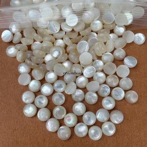 10pcs Natural Mother of Pearl Cabochons: 6mm Round MOP Gemstone