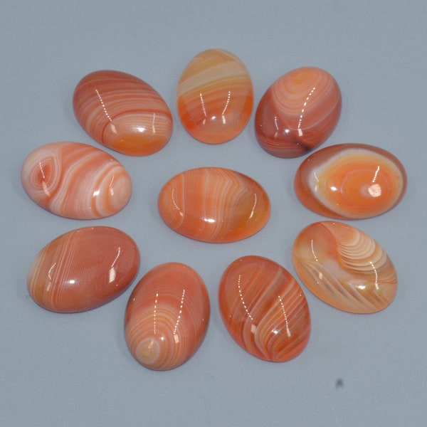 10pcs 18mm Red Banded Agate Oval flatback gemstone CAB cabochon