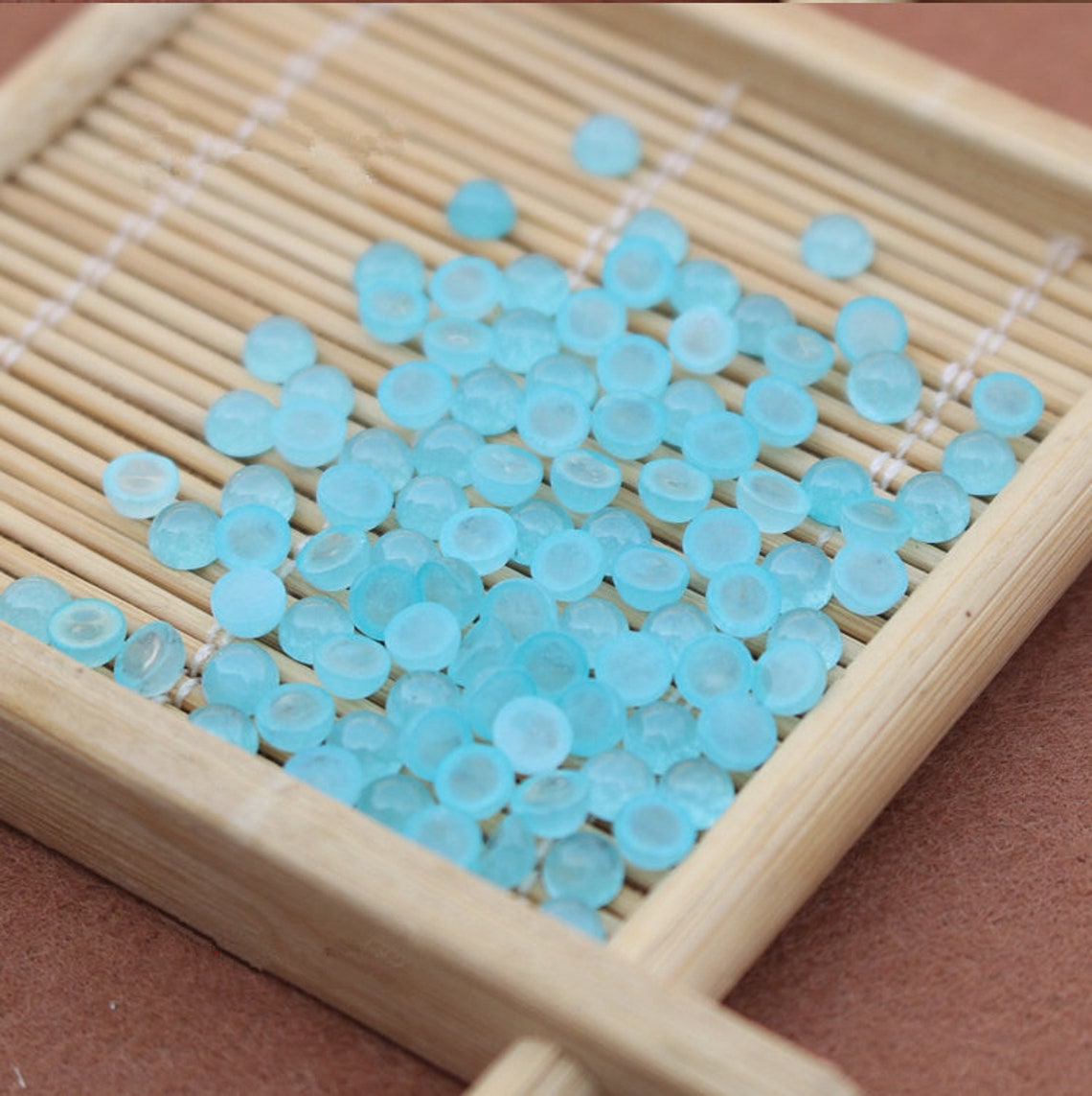 4mm Dyed Sky Blue Jade Gemstone Crystal Round Flatback Cab Etsy