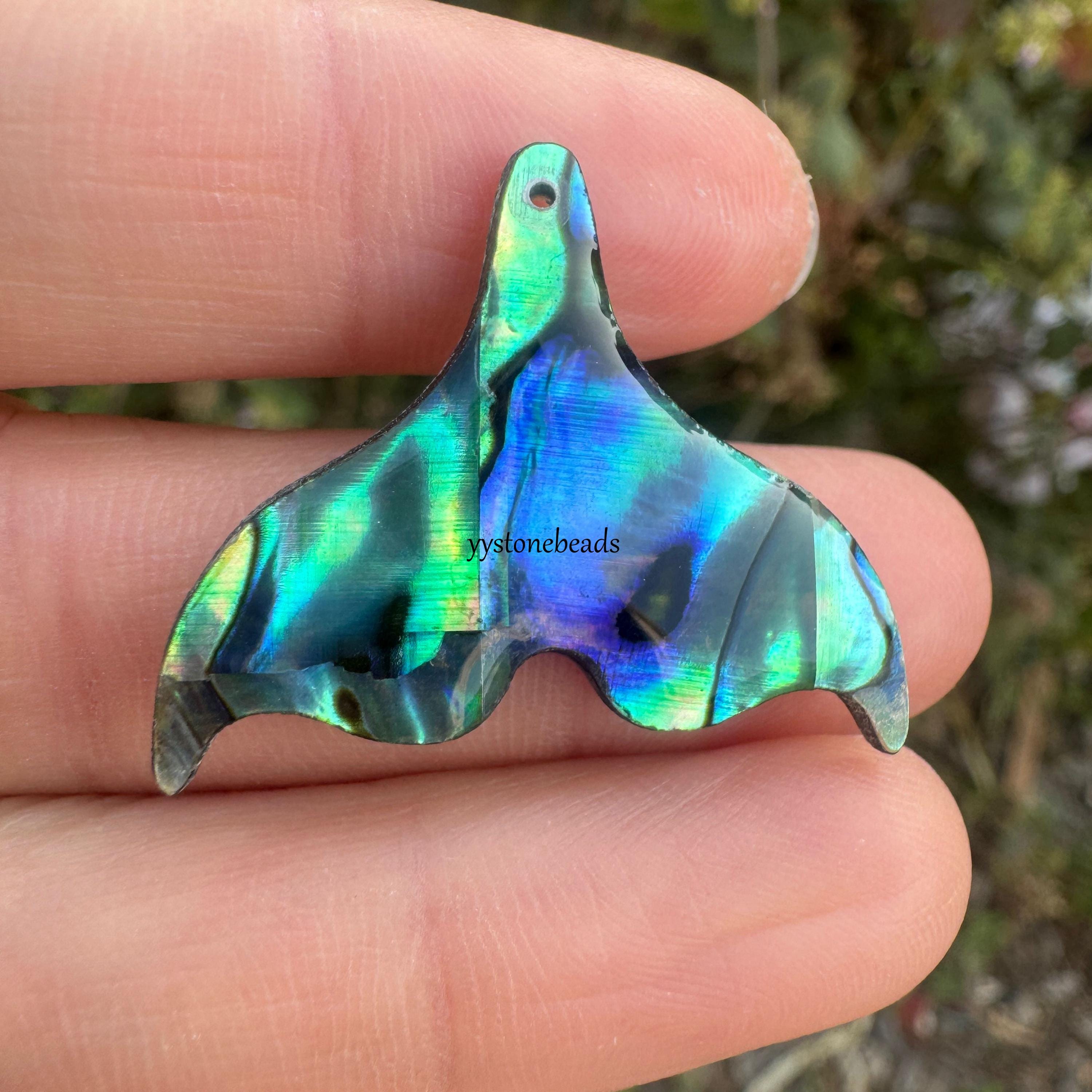 Fish Tail Shell 30mm Abalone Shell Fishtail Pendant: Natural Paua Horn Beads Jewelry ...
