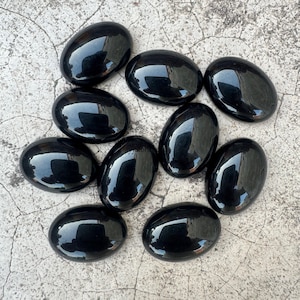 10pcs Natural Black onyx Agate Oval flatback gemstone CAB cabochon 8mm 10mm 14mm 16mm 18mm 20mm 25mm 30mm