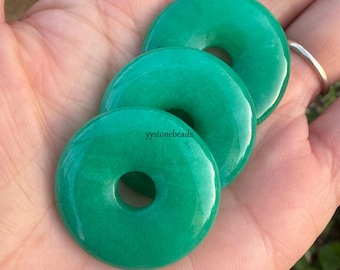 30mm Dyed green jade donut focal gemstone pendant beads For Jewelry making