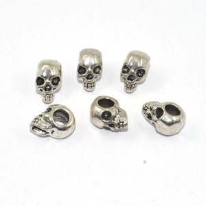 15mm 16pcs Carved Alloy skull side drilled beads (hole size 4.5-5mm）