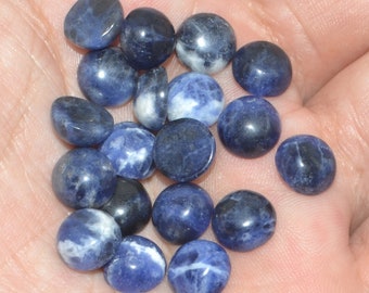 10pcs 8mm Natural blue sodalite round gemstone flatback cab cabochon