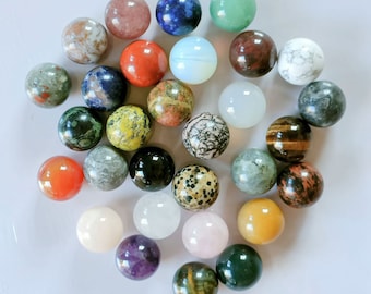 Stand Wholesale Lots Mix 100% Natural Gemstone Sphere Crystal Ball Healing 30MM 