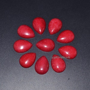 10pcs  Dyed Red Jade gemstone teardrop flatback cab cabochon 14mm 16mm18mm 20mm 25mm