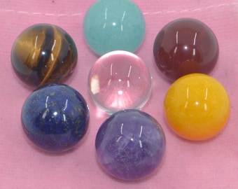 Chakra Crystal Set: 7 Gemstone Spheres, Undrilled Healing Stones (16mm)