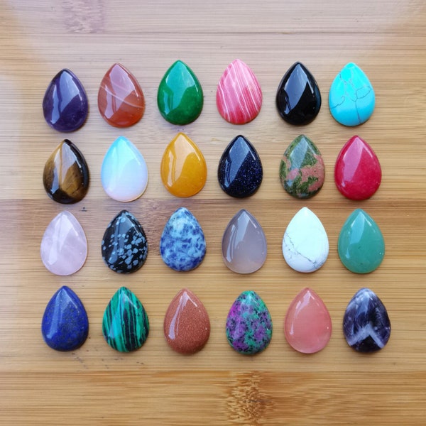 25mm *Mixed lot* gemstone crystal Teardrop flatback cab cabochon semi-precious