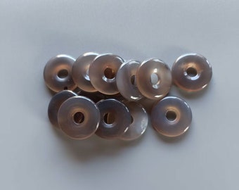30mm Natural Gray agate donut focal gemstone pendant beads