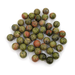 11mm Spheres, Natural Unakite Ball , Chakra Crystal, Chakra Stones, Healing Stones, Undrilled, Gemstone Balls