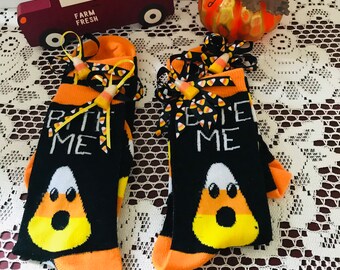 halloween lounge socks dog lover pet lover marching pet owner candy corn tie dye dog halloween socks Candy Corn Socks scrunch socks