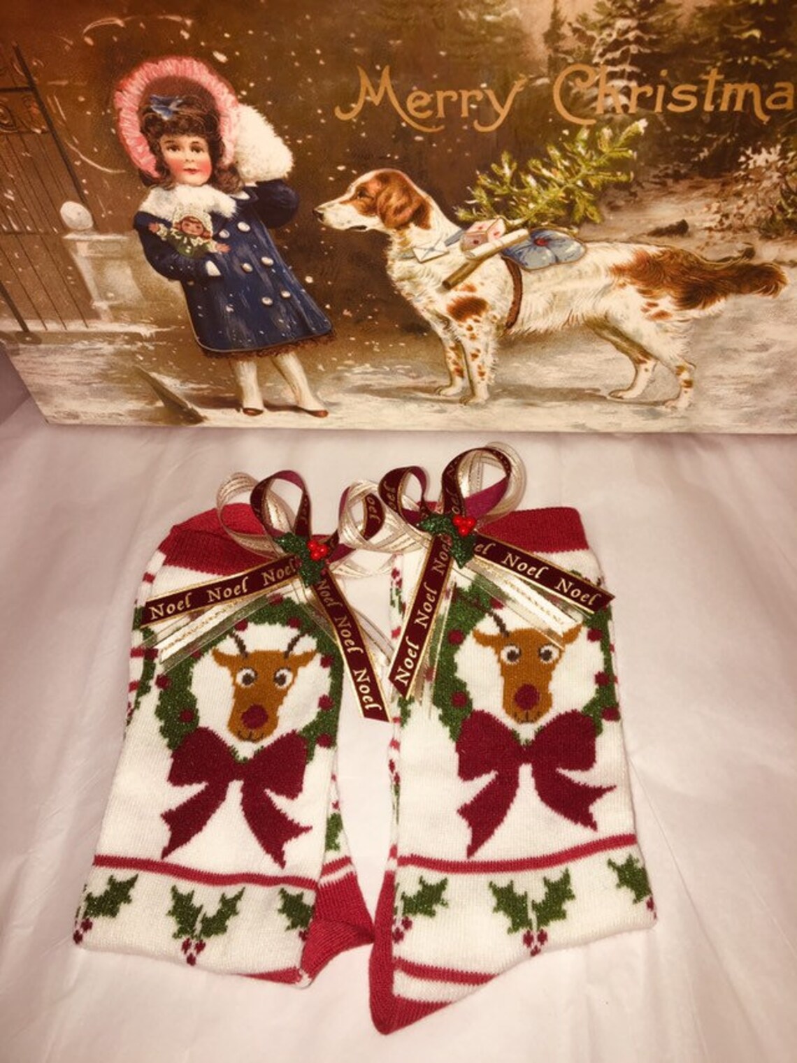 Ladies Christmas Old World Crew Socks Women's novelty | Etsy