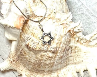 Star of David Pendant Necklace, Jewish Jewelry, Sterling Silver Chain, Silver Necklace, Silver Chain, Silver Pendant, .975 Sterling Silver