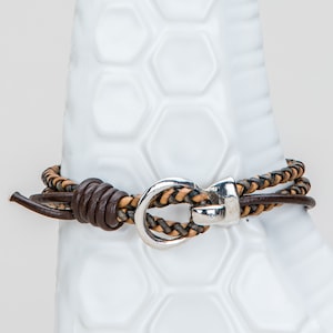 Braided Leather, Rope Leather, Leather Bracelet, Men&#39;s Bracelet, Women&#39;s Bracelet, Brown, Black, 2-tone, Red, Silver, Pewter, Toggle Clasp