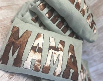 Embroidered Cow Print Mama Sweatshirt | Cow Print | Mama | Embroidered | Applique