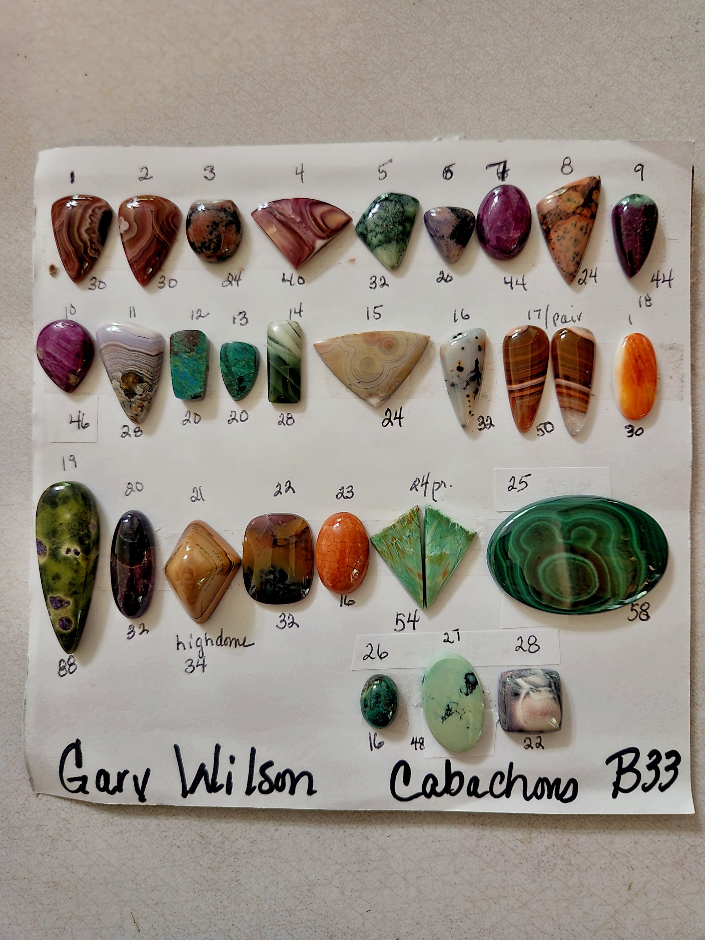 B33 ** stones priced individually, sold per stone GAry Wilson designer cabachons Chelle' RAwlsky jewelry retirement supply sale destash