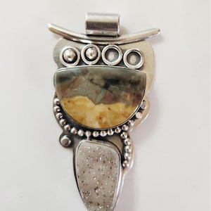 DEAL of the WEEK ** Chelle' Rawlsky designer sterling silver pendant morrisonite side cut brazil drusy top tube bale OOAK gift boxed