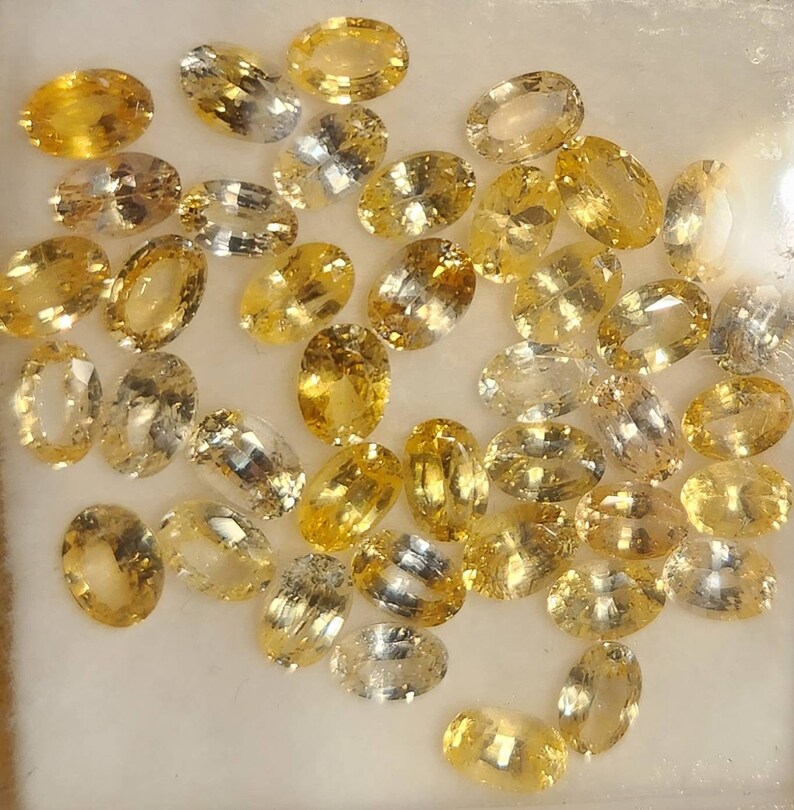 Priced per Stone Lemon Yellow Faceted Sapphire 6x4 Old Mine Circa 1990