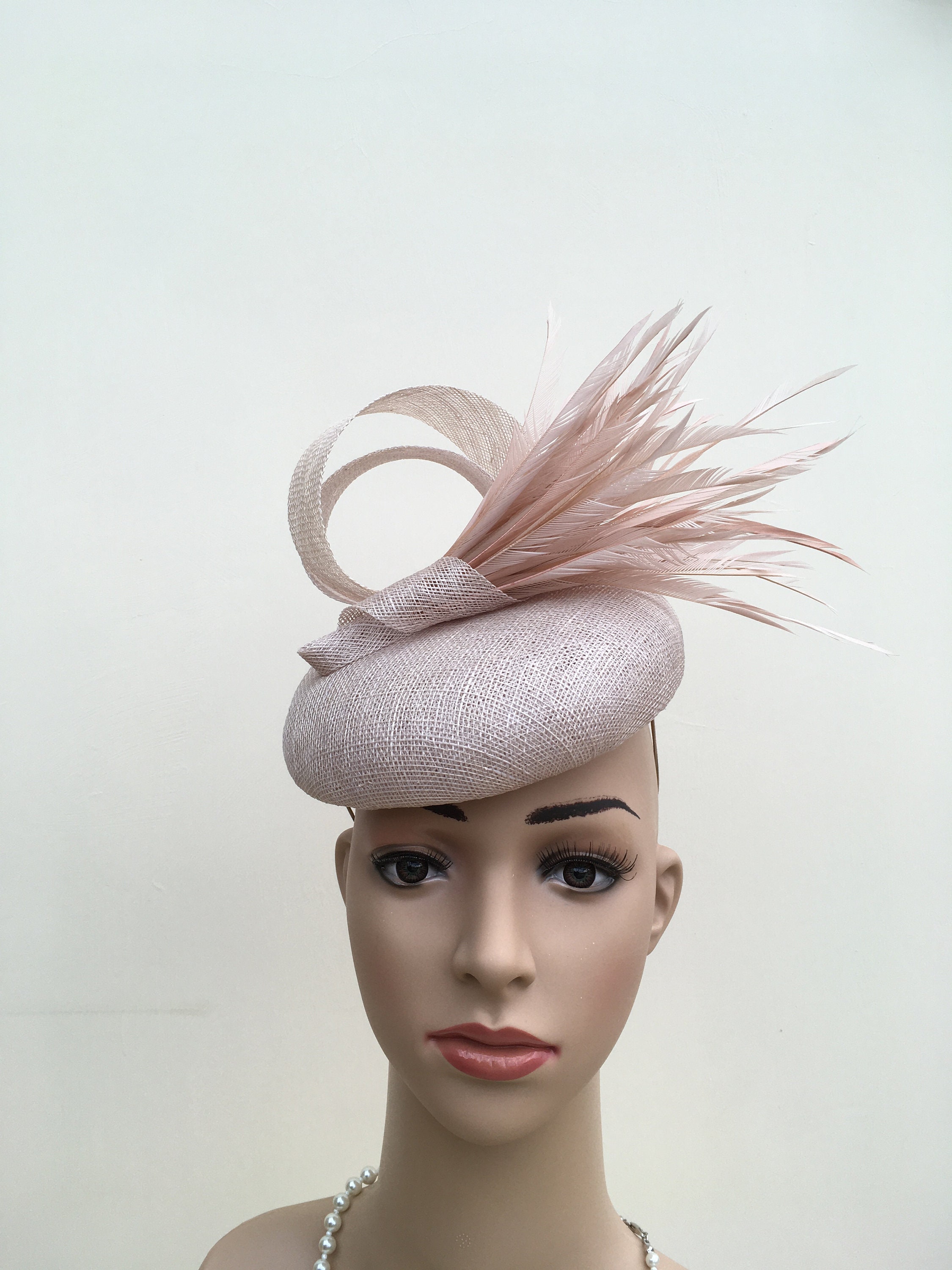 Beige pillbox hat Clearance
