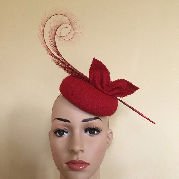 Red Hat Wedding Hat Ascot Hat Races Hat 
