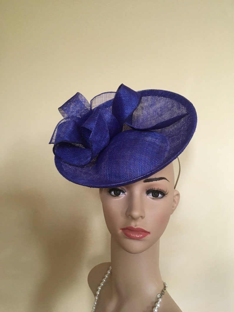 Royal Blue Fascinator Royal Blue Saucer Hat Royal Blue Wedding Etsy UK